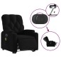 vidaXL Sillón de masaje eléctrico reclinable elevable tela negro