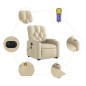 vidaXL Sillón de masaje eléctrico reclinable elevable tela crema vidaXL Sillón de masaje eléctrico reclinable elevable tela crema