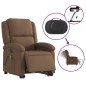 vidaXL Sillón de masaje eléctrico reclinable elevable tela marrón vidaXL Sillón de masaje eléctrico reclinable elevable tela marrón