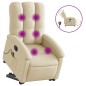 vidaXL Sillón de masaje eléctrico reclinable elevable tela crema vidaXL Sillón de masaje eléctrico reclinable elevable tela crema