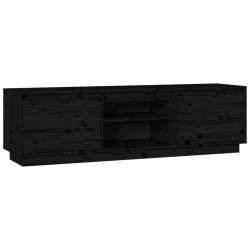 vidaXL Mueble de TV madera maciza de pino negro 140x35x40 cm