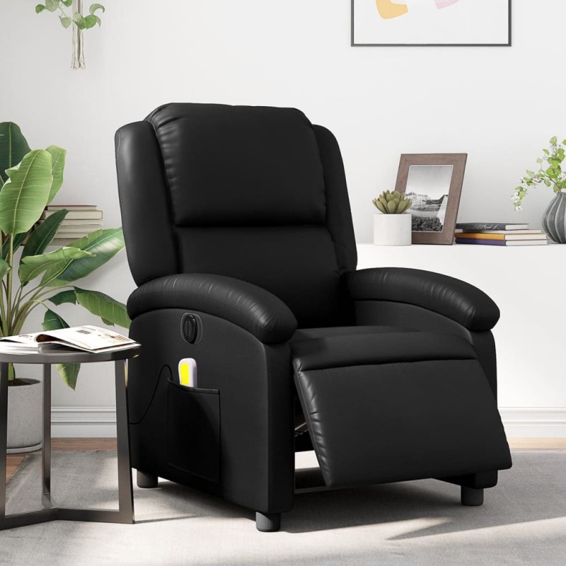 vidaXL Sillón de masaje reclinable eléctrico cuero sintético negro vidaXL Sillón de masaje reclinable eléctrico cuero sintético negro