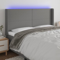 vidaXL Cabecero con LED de tela gris oscuro 203x16x118/128 cm