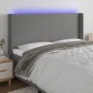 vidaXL Cabecero con LED de tela gris oscuro 203x16x118/128 cm vidaXL Cabecero con LED de tela gris oscuro 203x16x118/128 cm