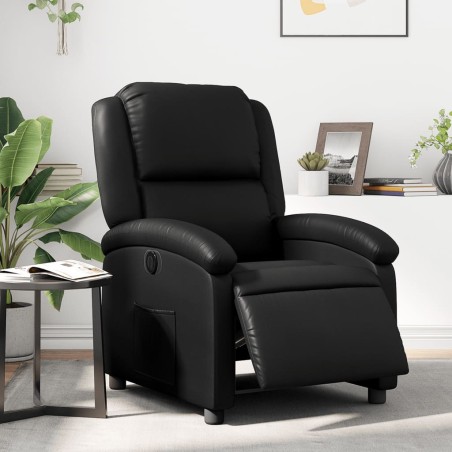 vidaXL Sillón reclinable eléctrico de cuero sintético negro