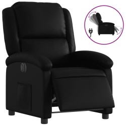vidaXL Sillón reclinable eléctrico de cuero sintético negro