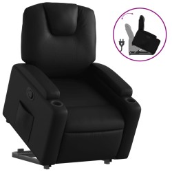 vidaXL Sillón reclinable elevable cuero artificial negro