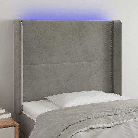 vidaXL Cabecero con LED de terciopelo gris claro 83x16x118/128 cm