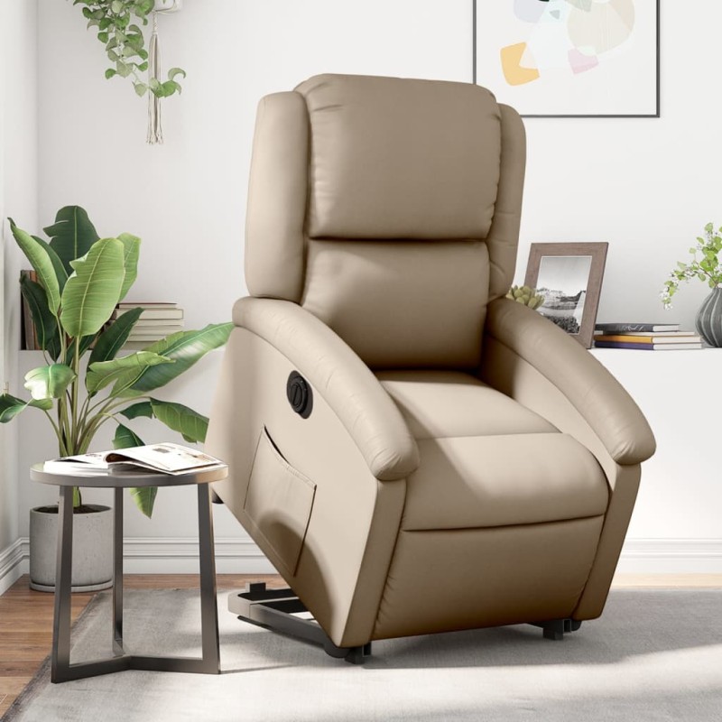 vidaXL Sillón elevable eléctrico cuero artificial capuchino vidaXL Sillón elevable eléctrico cuero artificial capuchino