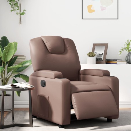 vidaXL Sillón reclinable eléctrico de cuero sintético marrón