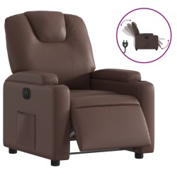 vidaXL Sillón reclinable eléctrico de cuero sintético marrón