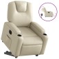 vidaXL Sillón reclinable elevable eléctrico de cuero sintético crema vidaXL Sillón reclinable elevable eléctrico de cuero sintético crema