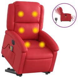 vidaXL Sillón de majaje elevable eléctrico cuero artificial rojo