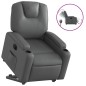 vidaXL Sillón reclinable elevable eléctrico de cuero sintético gris vidaXL Sillón reclinable elevable eléctrico de cuero sintético gris
