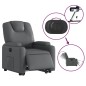 vidaXL Sillón reclinable elevable eléctrico de cuero sintético gris vidaXL Sillón reclinable elevable eléctrico de cuero sintético gris