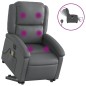 vidaXL Sillón de masaje elevable eléctrico cuero sintético gris vidaXL Sillón de masaje elevable eléctrico cuero sintético gris