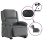 vidaXL Sillón de masaje elevable eléctrico cuero sintético gris vidaXL Sillón de masaje elevable eléctrico cuero sintético gris