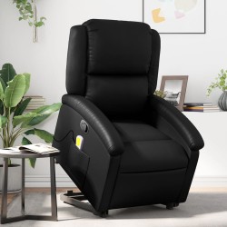 vidaXL Sillón reclinable de masaje de pie cuero artificial negro