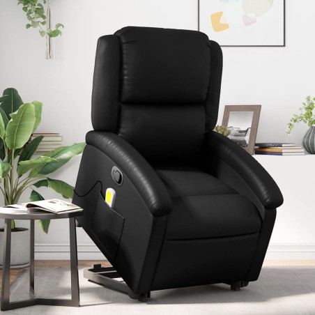 vidaXL Sillón reclinable de masaje de pie cuero artificial negro