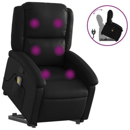 vidaXL Sillón reclinable de masaje de pie cuero artificial negro