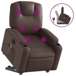 vidaXL Sillón reclinable de masaje de pie de cuero sintético marrón