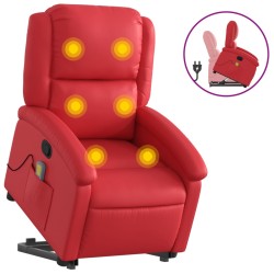 vidaXL Sillón reclinable de masaje de pie cuero artificial rojo
