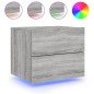 vidaXL Mesitas de noche de pared con luces LED 2 unidades gris Sonoma vidaXL Mesitas de noche de pared con luces LED 2 unidades gris Sonoma