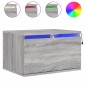 vidaXL Mesitas de noche de pared con luces LED 2 unidades gris Sonoma vidaXL Mesitas de noche de pared con luces LED 2 unidades gris Sonoma