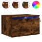 vidaXL Mesitas de noche de pared con luces LED 2 uds roble ahumado vidaXL Mesitas de noche de pared con luces LED 2 uds roble ahumado