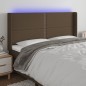 vidaXL Cabecero con LED de tela marrón oscuro 183x16x118/128 cm vidaXL Cabecero con LED de tela marrón oscuro 183x16x118/128 cm
