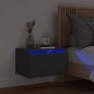 vidaXL Mesita de noche de pared con luces LED negro vidaXL Mesita de noche de pared con luces LED negro