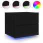 vidaXL Mesita de noche de pared con luces LED negro