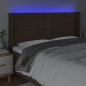 vidaXL Cabecero con LED de tela marrón oscuro 183x16x118/128 cm vidaXL Cabecero con LED de tela marrón oscuro 183x16x118/128 cm