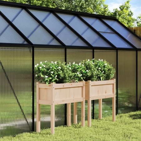 vidaXL Jardineras de exterior con patas 2 uds madera maciza de pino