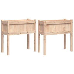 vidaXL Jardineras de exterior con patas 2 uds madera maciza de pino