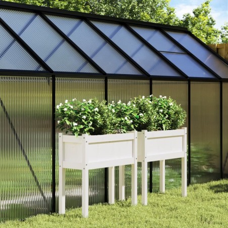 vidaXL Jardineras exterior con patas 2 uds madera maciza pino blanco