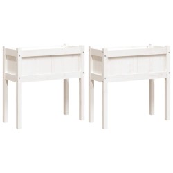 vidaXL Jardineras exterior con patas 2 uds madera maciza pino blanco