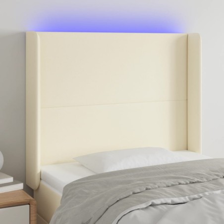 vidaXL Cabecero con LED cuero sintético color crema 93x16x118/128 cm