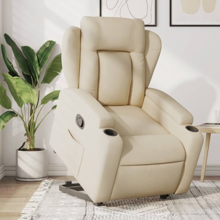 vidaXL Sillón reclinable elevable de tela color crema