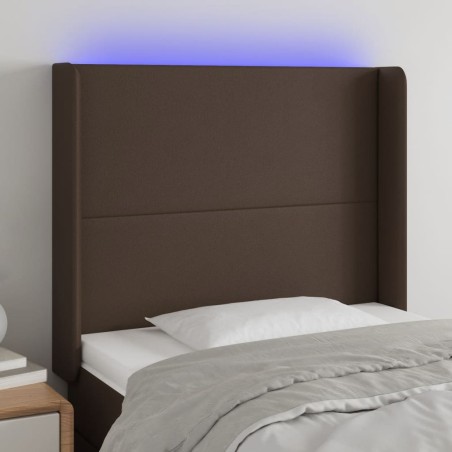 vidaXL Cabecero con LED cuero sintético marrón 83x16x118/128 cm
