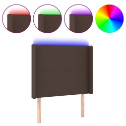 vidaXL Cabecero con LED cuero sintético marrón 83x16x118/128 cm