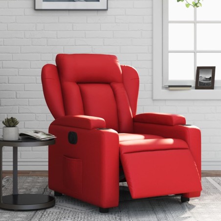 vidaXL Sillón reclinable eléctrico de cuero sintético rojo