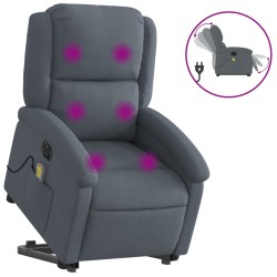 vidaXL Sillón de masaje reclinable elevable terciopelo gris oscuro