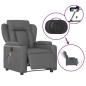 vidaXL Sillón de masaje reclinable eléctrico cuero sintético gris vidaXL Sillón de masaje reclinable eléctrico cuero sintético gris