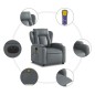 vidaXL Sillón de masaje reclinable eléctrico cuero sintético gris vidaXL Sillón de masaje reclinable eléctrico cuero sintético gris