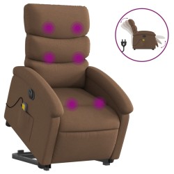 vidaXL Sillón de masaje eléctrico reclinable elevable tela marrón