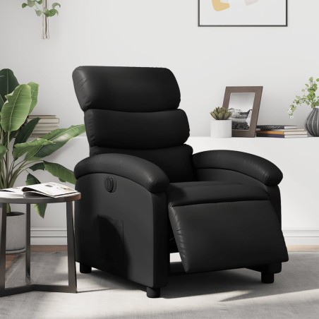 vidaXL Sillón reclinable eléctrico de cuero sintético negro