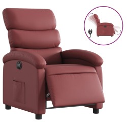 vidaXL Sillón reclinable eléctrico de cuero sintético rojo tinto