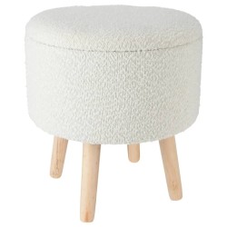 Home&Styling Taburete con almacenaje blanco marfil Ø35x40 cm