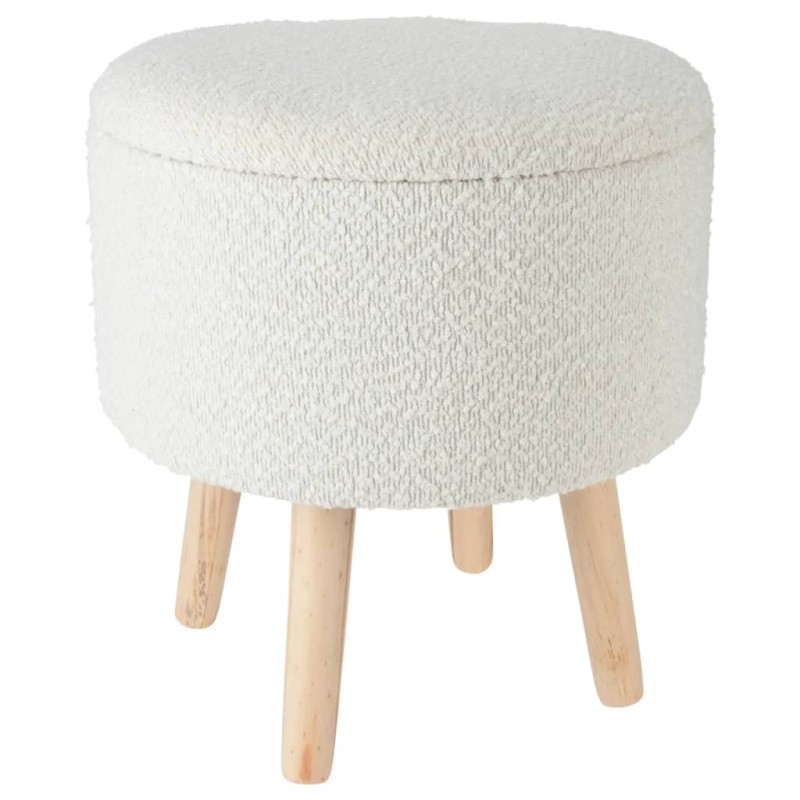Home&Styling Taburete con almacenaje blanco marfil Ø35x40 cm